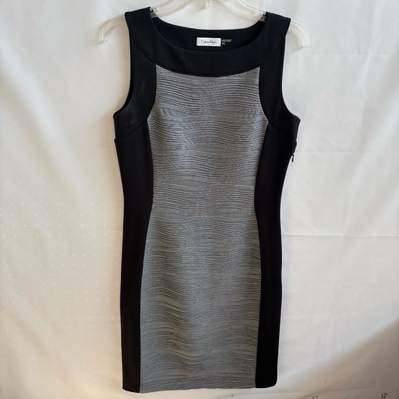 Calvin Klein Dresses & Skirts - Calvin Klein Black and Gray sheath Dress Size 6. PTP 18”. Length 38” INV25/325